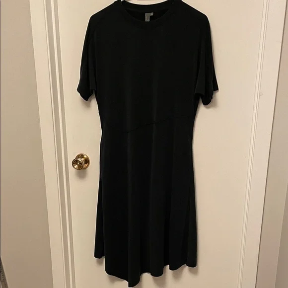 Sweaty Betty Rhea Charcoal Black Short Sleeve Midi Dress Size Small - Picture 3 of 12